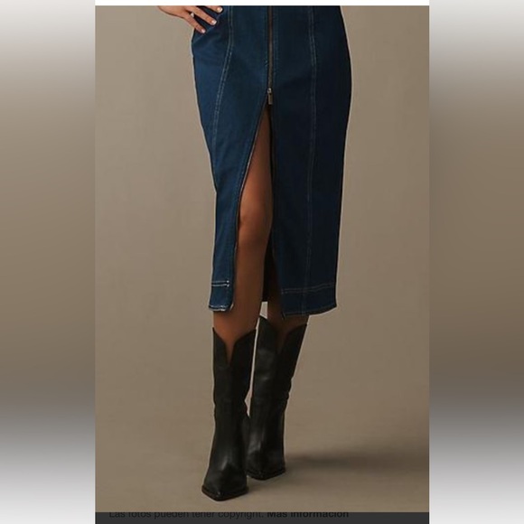 ANTHROPOLOGIE FITTED DENIM PILCRO MIDI DRESS COLOR DENIM DARK  XL NWT - Picture 10 of 14